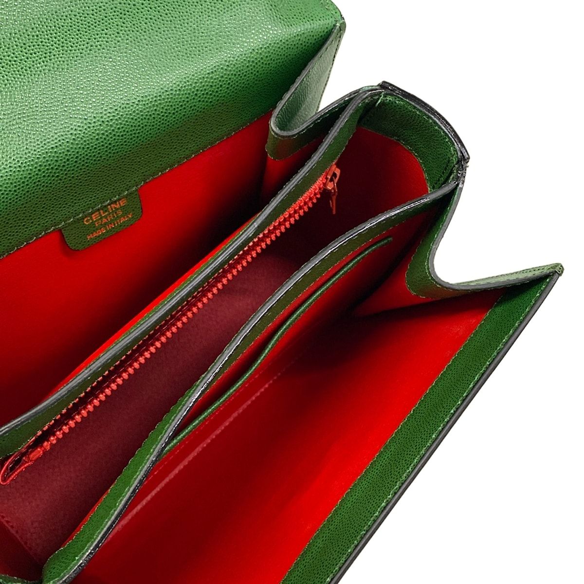 Celine Handbag Green Gold Flap Leather — view 7
