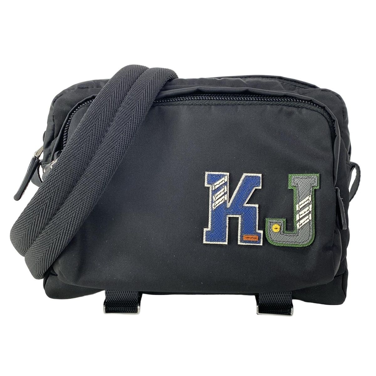 Prada Shoulder Bag Black Navy Multi Leather