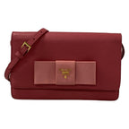Prada Wallet Pink on Chain Ribbon Leather Shoulder Bag
