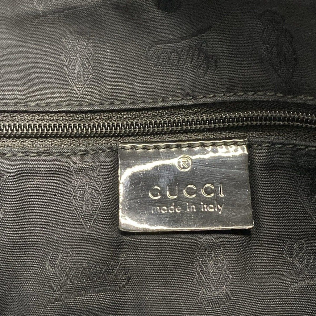 Gucci Tote Bag GG Pattern Dark Brown Beige Black Leather — view 8