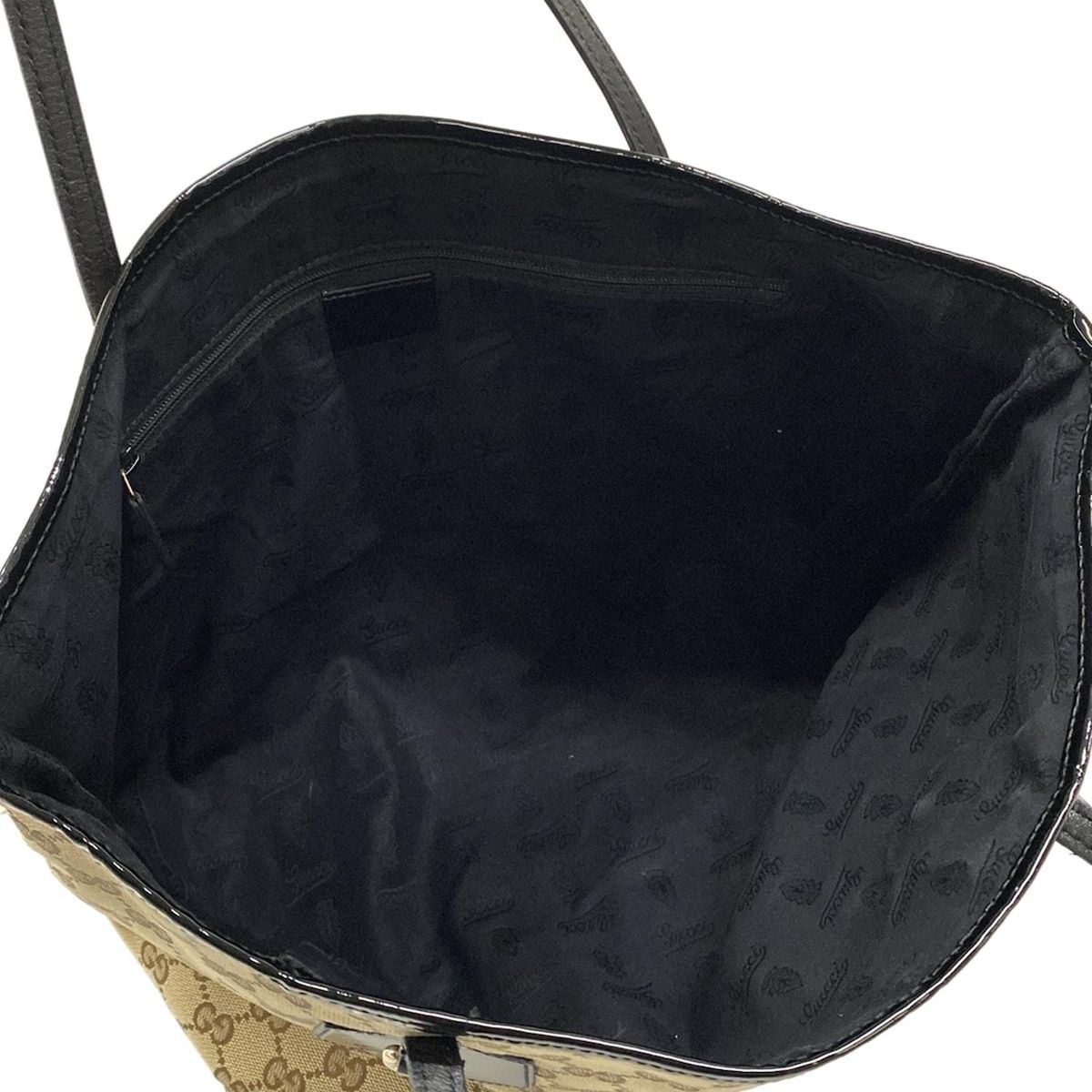 Gucci Tote Bag GG Pattern Dark Brown Beige Black Leather — view 7