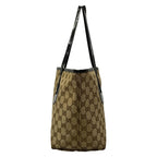 Gucci Tote Bag GG Pattern Dark Brown Beige Black Leather — view 4