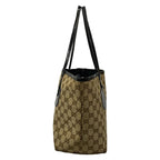 Gucci Tote Bag GG Pattern Dark Brown Beige Black Leather — view 2