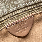 Celine Shoulder Bag Circle Logo Macadam Pattern Khaki Ivory Light Brown Leather — view 8