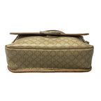 Celine Shoulder Bag Circle Logo Macadam Pattern Khaki Ivory Light Brown Leather — view 5
