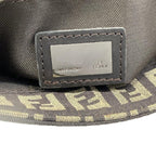 Fendi Shoulder Bag Zucchino Pattern Dark Brown Khaki Leather — view 8