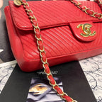Chanel Double Flap Bag Chevron V-Stitch — view 3