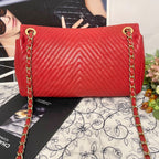 Chanel Double Flap Bag Chevron V-Stitch — view 2
