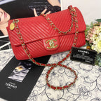 Chanel Double Flap Bag Chevron V-Stitch