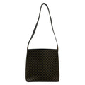 Celine Shoulder Bag Macadam Pattern Circle Logo Black Brown Leather