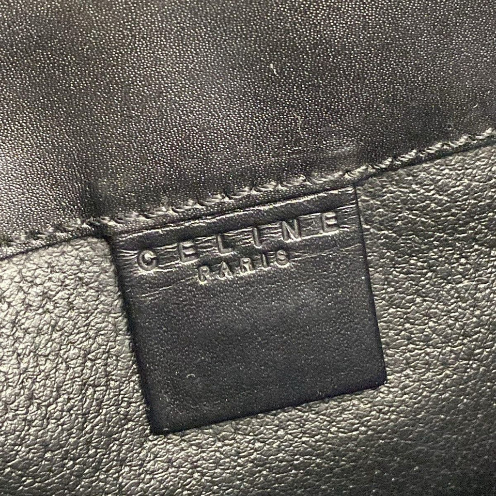 Celine Shoulder Bag Macadam Pattern Circle Logo Black Brown Leather — view 8