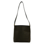 Celine Shoulder Bag Macadam Pattern Circle Logo Black Brown Leather — view 3
