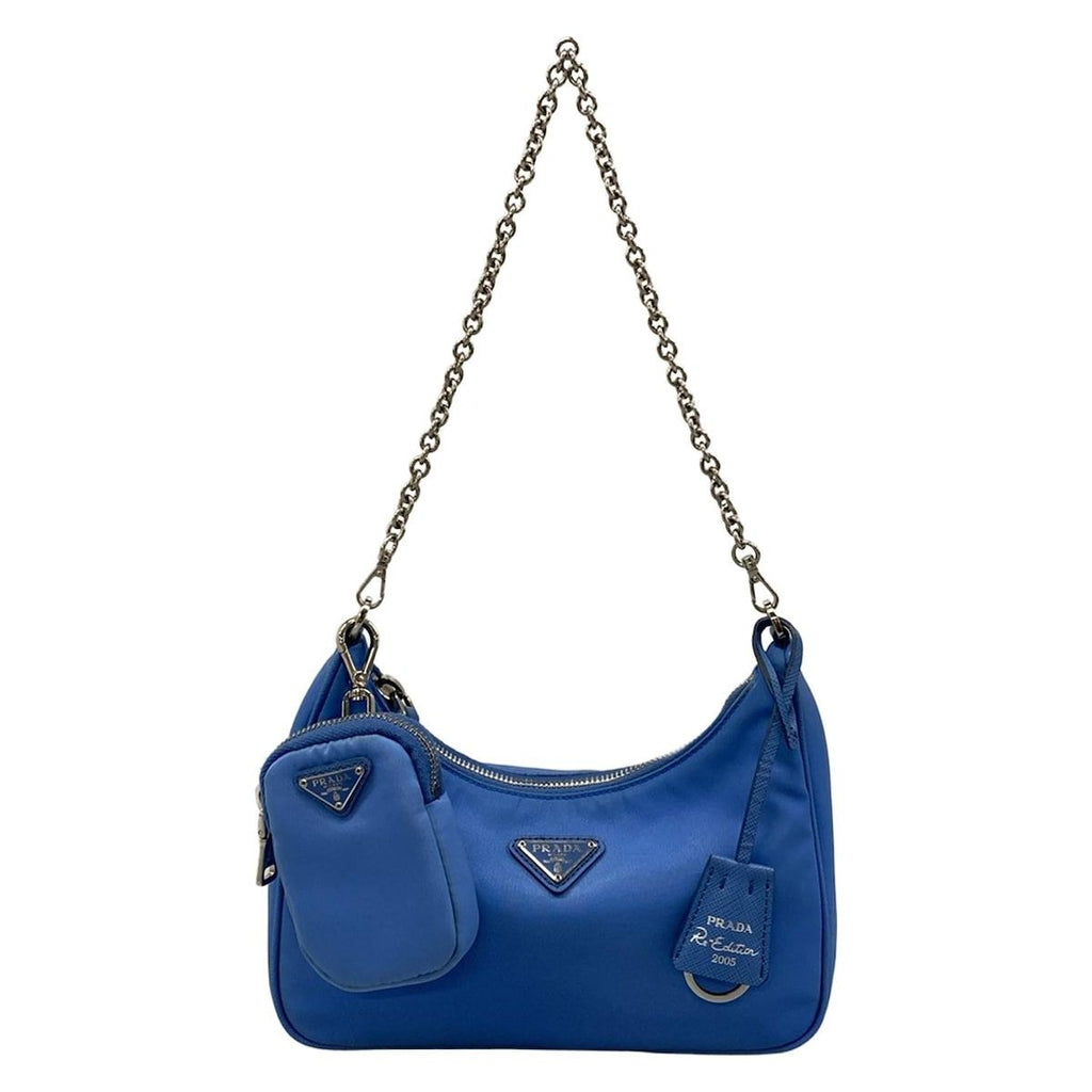 Prada Shoulder Bag Blue Chain