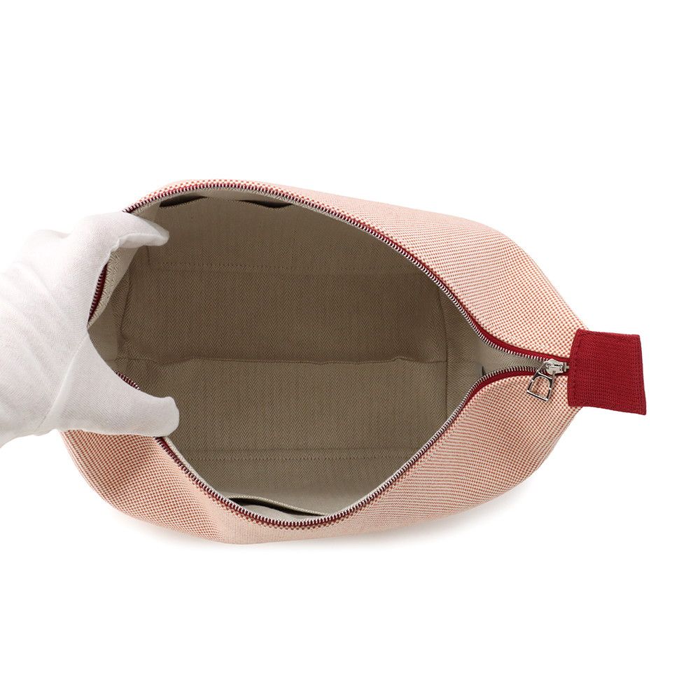 Hermes Handbag Bride-a-Brac GM Cabriole Terracotta Silver Canvas Pouch — view 5