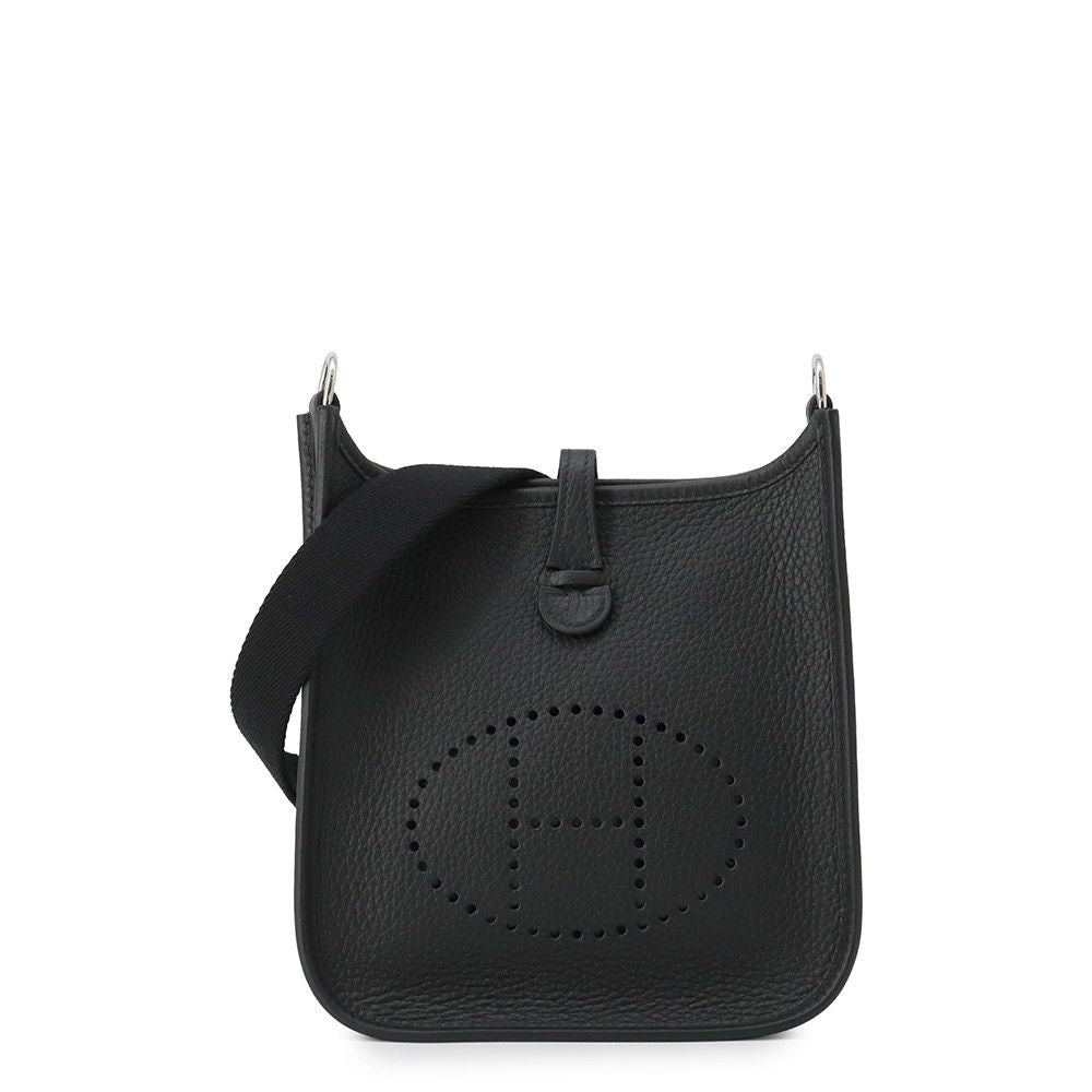 Hermes Shoulder Bag Evelyne TPM 111 Amazon Black Silver Taurillon Clemence