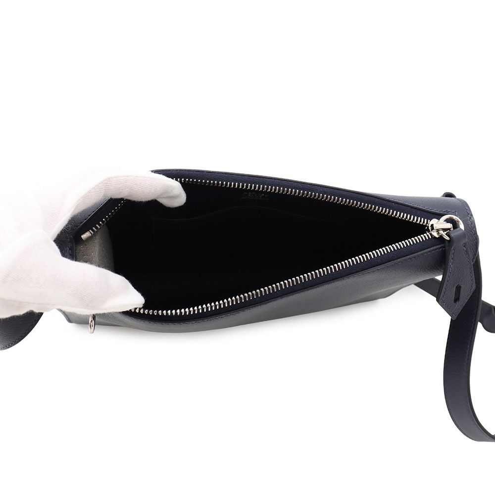 Hermes Shoulder Bag Bolitle Blue Navy Silver Bague Rain Clutch — view 5