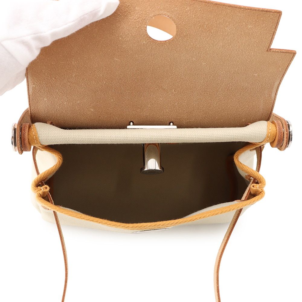 Hermes Shoulder Bag Herbag Zip Mini Natural Sable Beton Silver Toile H Vache — view 5