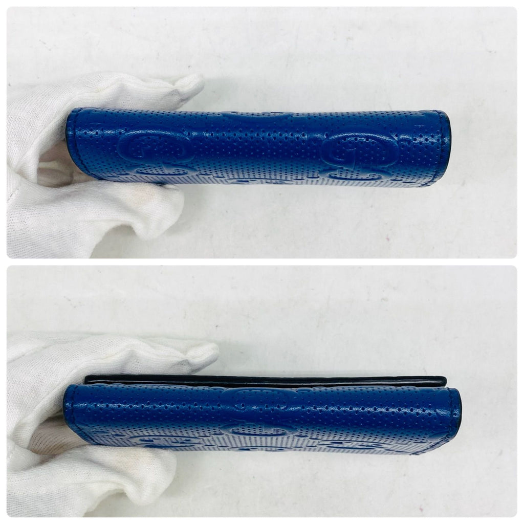 Gucci Embossed Key Case Large GG Blue Key Holder — view 5