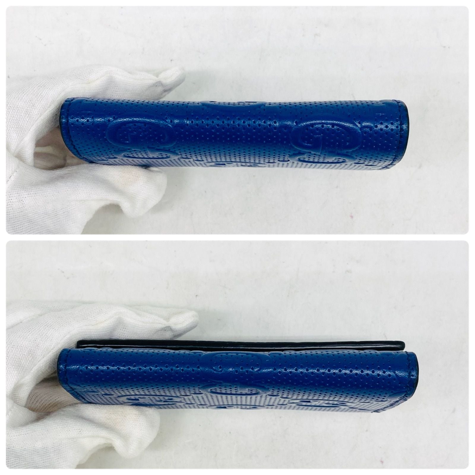 Gucci Embossed Key Case Large GG Blue Key Holder — view 5