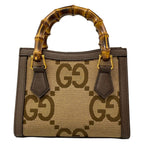 Gucci Handbag Diana Jumbo GG Mini Tote Dark Brown Beige Leather — view 3