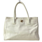 Chanel Tote Bag Executive Line Ivory Gold Leather