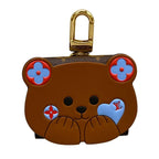 Louis Vuitton Pouch Monogram Key Holder Earphones LV Bear Brown Leather Cowhide