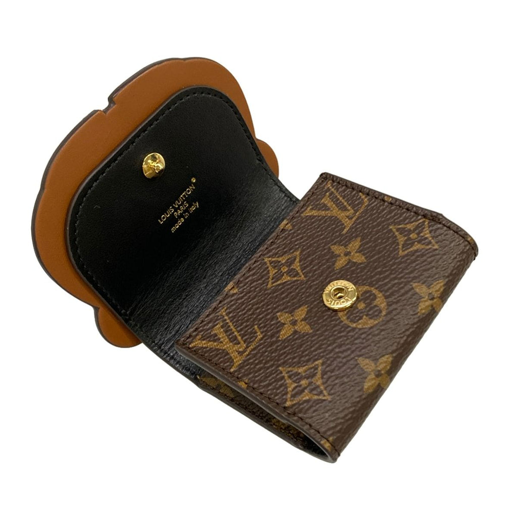 Louis Vuitton Pouch Monogram Key Holder Earphones LV Bear Brown Leather Cowhide — view 4