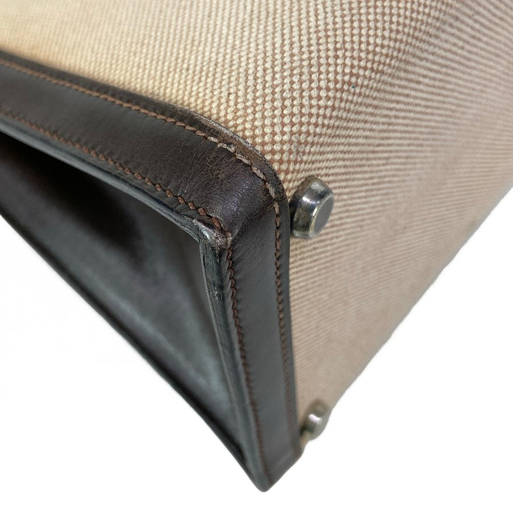 Hermes Handbag Kelly 28 Ivory Dark Brown Gold — view 7