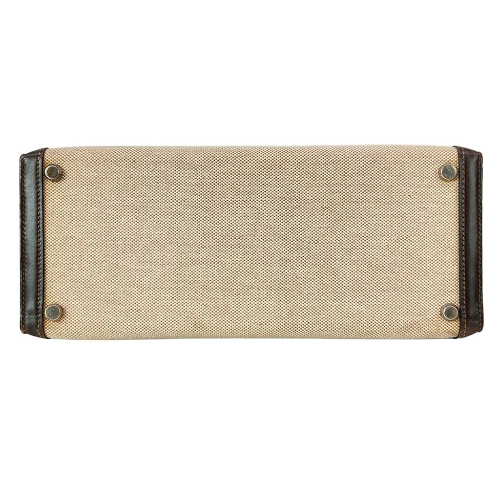 Hermes Handbag Kelly 28 Ivory Dark Brown Gold — view 5