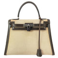 Hermes Handbag Kelly 28 Ivory Dark Brown Gold
