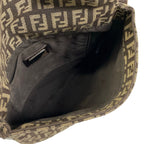 Fendi Shoulder Bag Zucchino Kamse Pochette Dark Brown Beige Leather — view 7