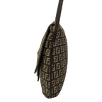Fendi Shoulder Bag Zucchino Kamse Pochette Dark Brown Beige Leather — view 4