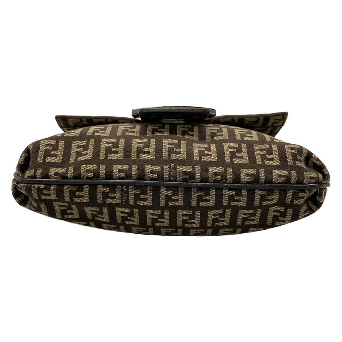 Fendi Shoulder Bag Zucchino Kamse Pochette Dark Brown Beige Leather — view 5