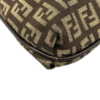 Fendi Shoulder Bag Zucchino Kamse Pochette Dark Brown Beige Leather — view 6