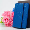Gucci Embossed Key Case Large GG Blue Key Holder