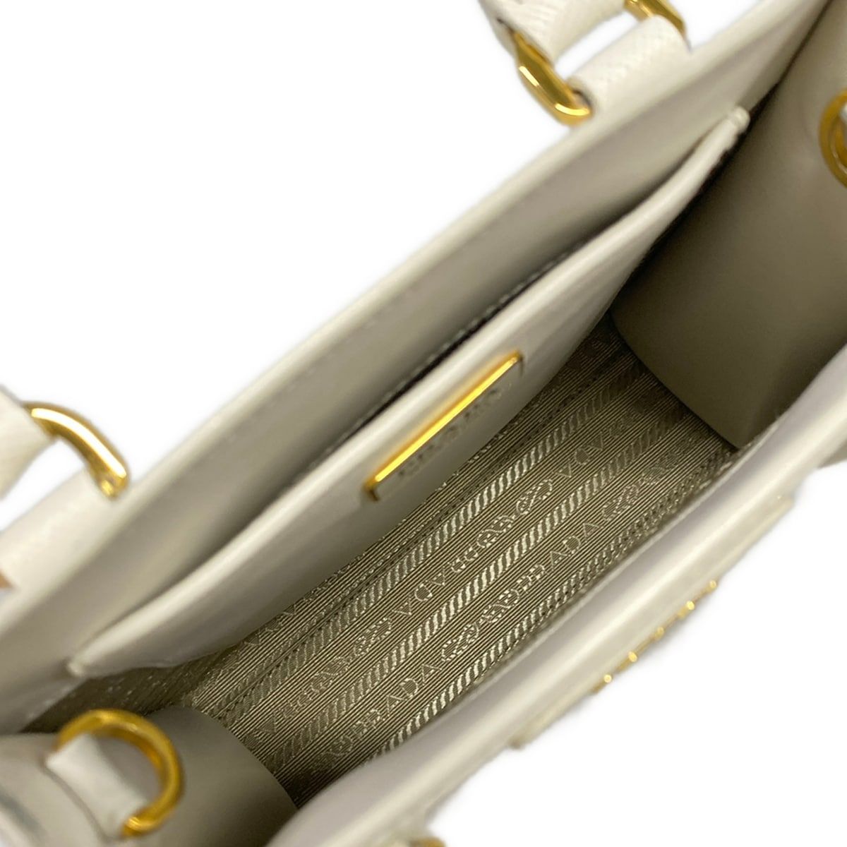 Prada Handbag Triangle Logo White Leather — view 7
