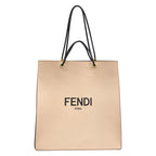 Fendi Tote Bag Shopping Medium Beige Black Leather