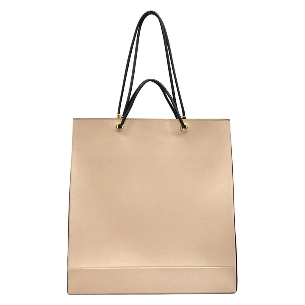 Fendi Tote Bag Shopping Medium Beige Black Leather — view 3
