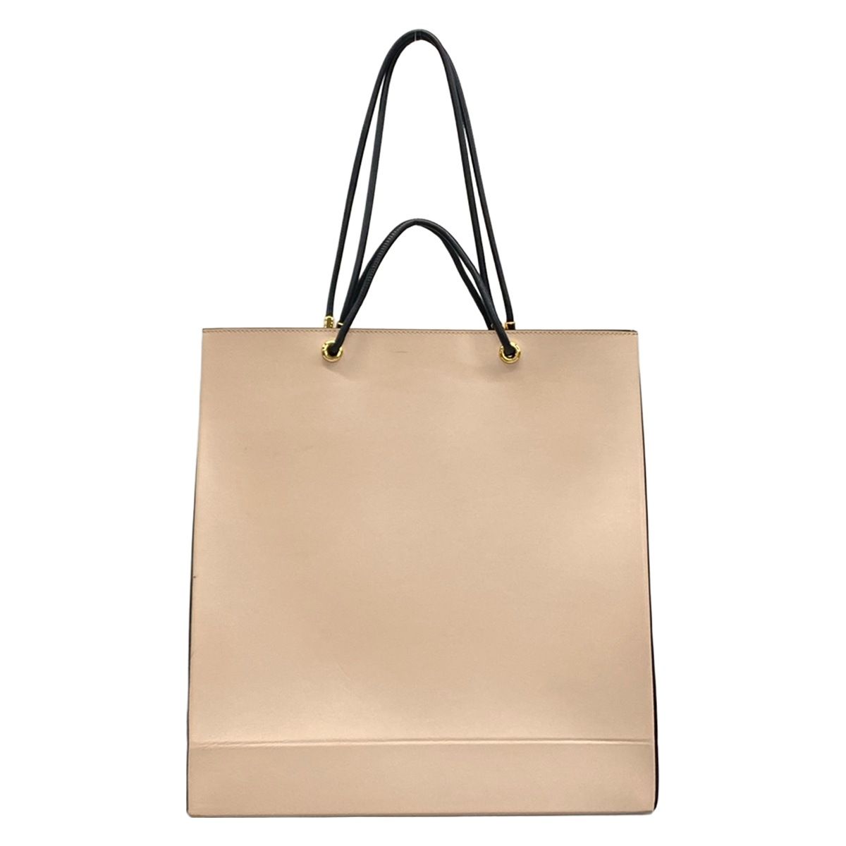 Fendi Tote Bag Shopping Medium Beige Black Leather — view 3