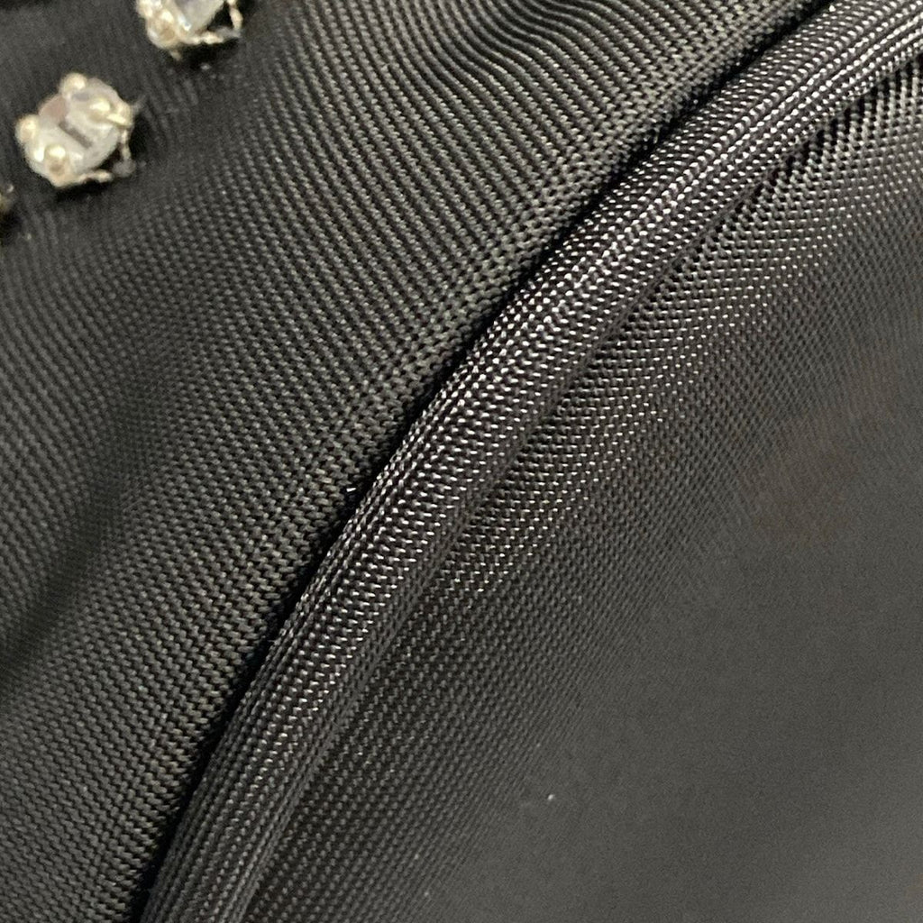 Prada Handbag Black Drawstring Rhinestone Beads Studs Re-Nylon Leather — view 6