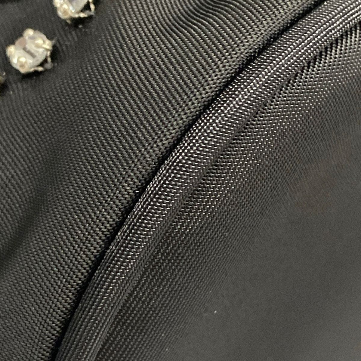 Prada Handbag Black Drawstring Rhinestone Beads Studs Re-Nylon Leather — view 6