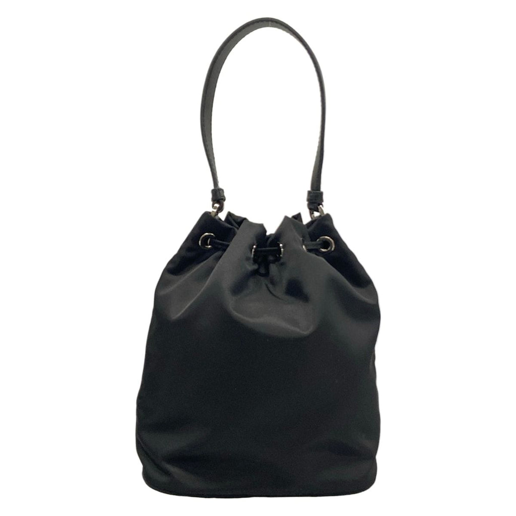 Prada Handbag Black Drawstring Rhinestone Beads Studs Re-Nylon Leather — view 3