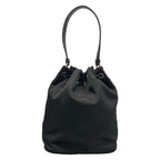 Prada Handbag Black Drawstring Rhinestone Beads Studs Re-Nylon Leather — view 3