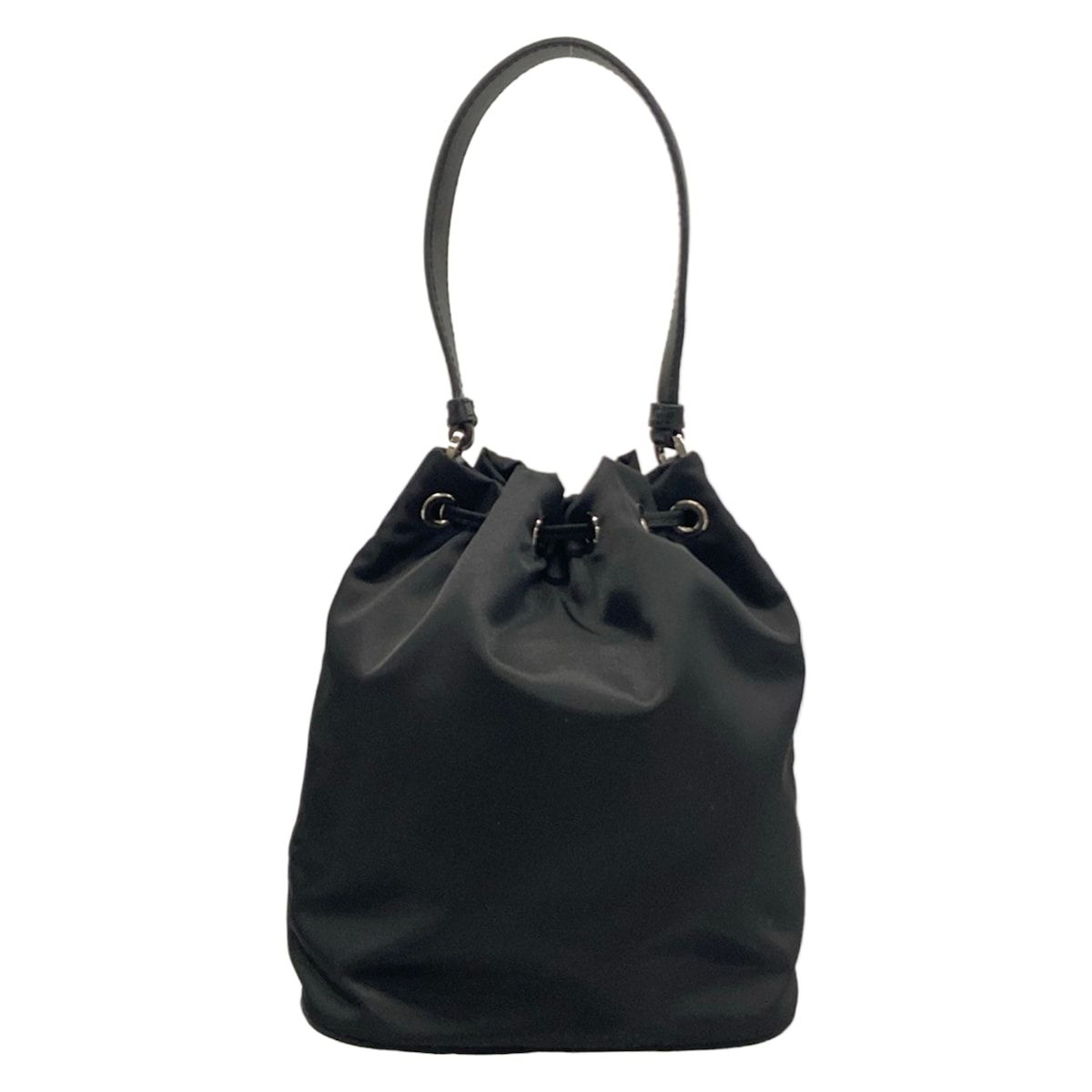 Prada Handbag Black Drawstring Rhinestone Beads Studs Re-Nylon Leather — view 3