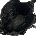 Prada Handbag Black Drawstring Rhinestone Beads Studs Re-Nylon Leather — view 7