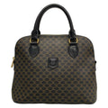Celine Handbag Macadam Pattern Black Brown Leather