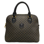 Celine Handbag Macadam Pattern Black Brown Leather