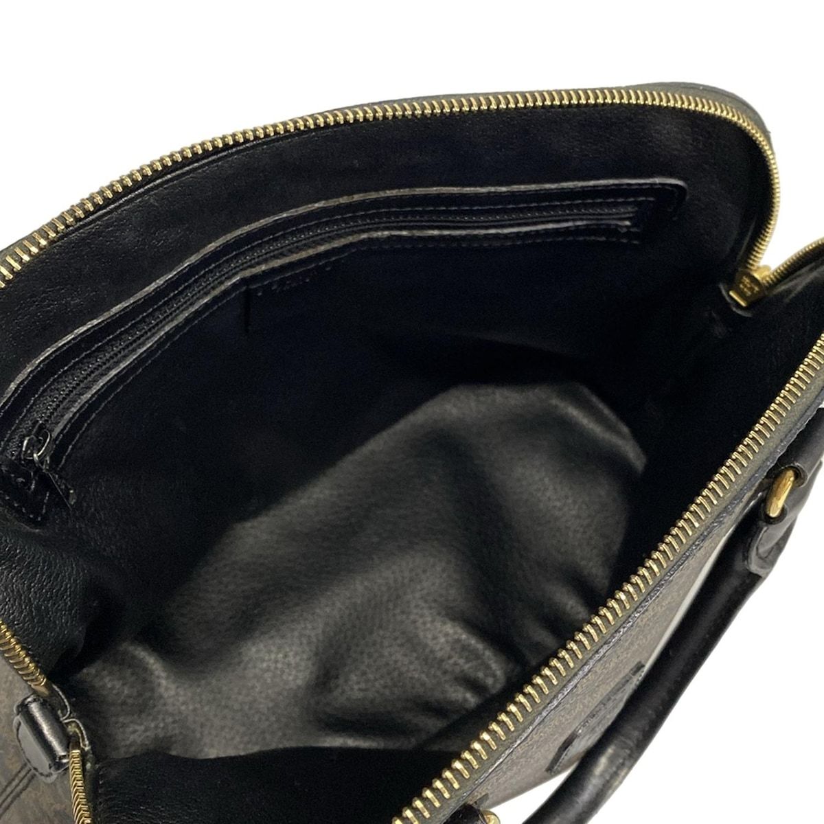 Celine Handbag Macadam Pattern Black Brown Leather — view 7
