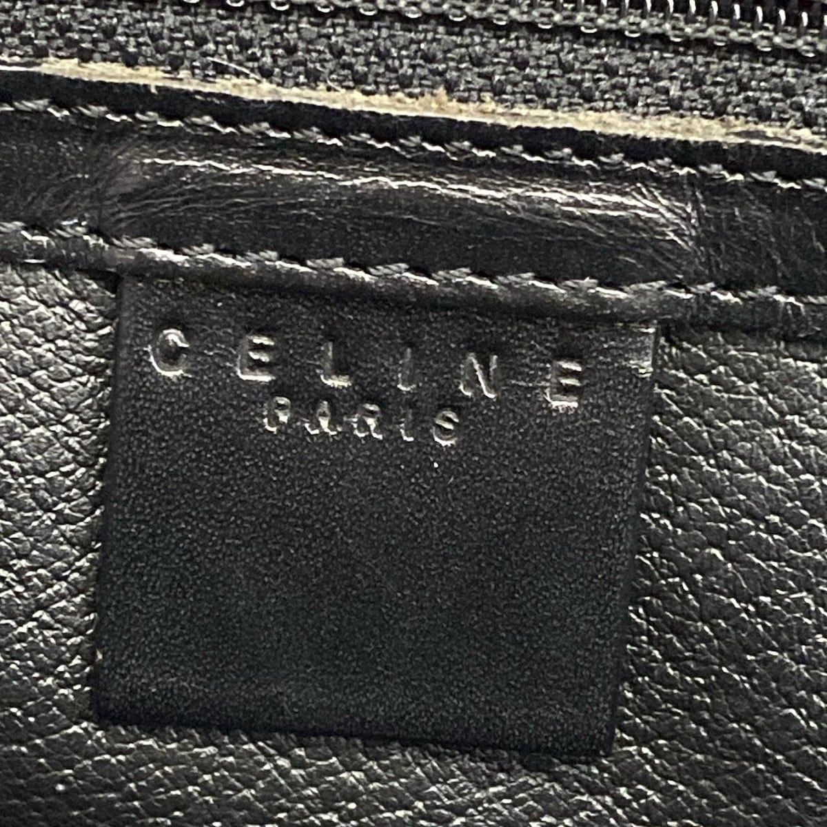 Celine Handbag Macadam Pattern Black Brown Leather — view 8