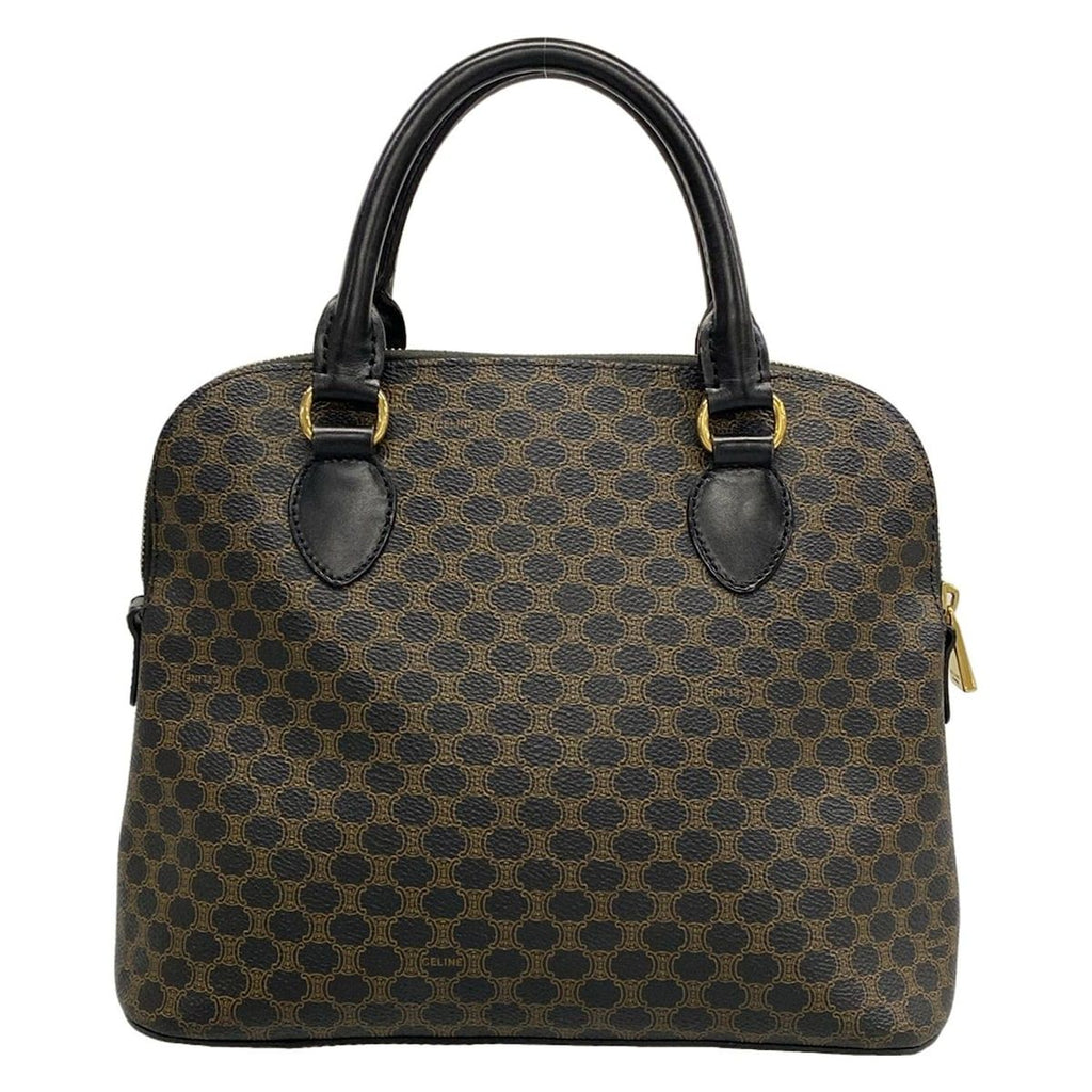 Celine Handbag Macadam Pattern Black Brown Leather — view 3